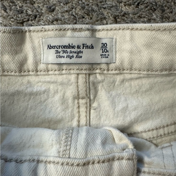 🎆 Abercrombie & Fitch AF 90s Straight Ultra High Rise Carpenter Jeans cream 30 - Picture 6 of 11